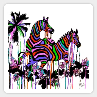 ZEBRA:  Rainbow Zebras At Play #2 Sticker